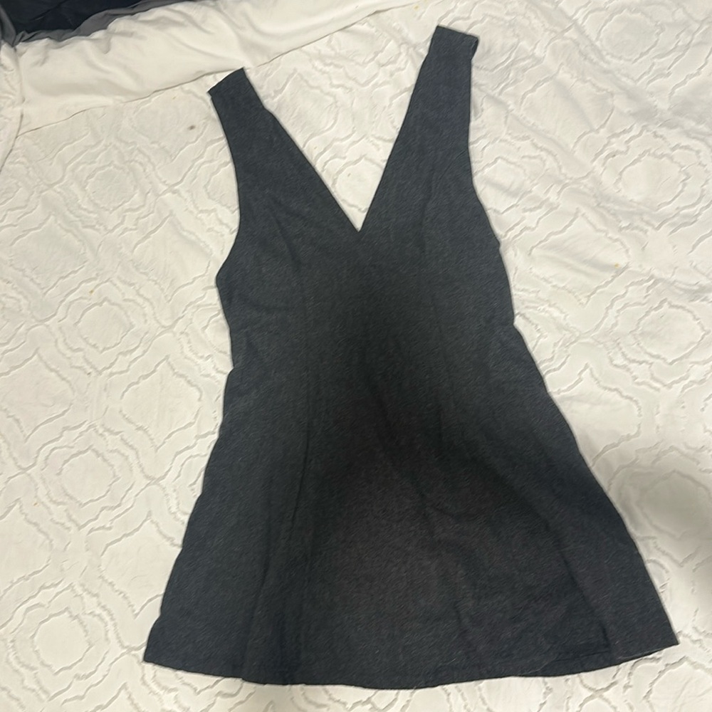 Free people dark gray wool V-neck skater dress